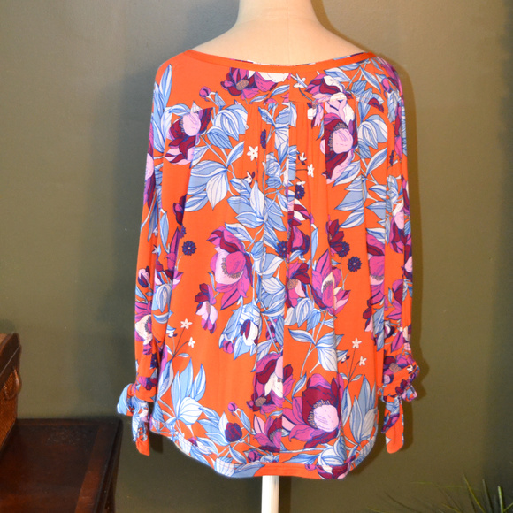 Free People XS/S Chic Orange/Floral Top - Picture 4 of 7